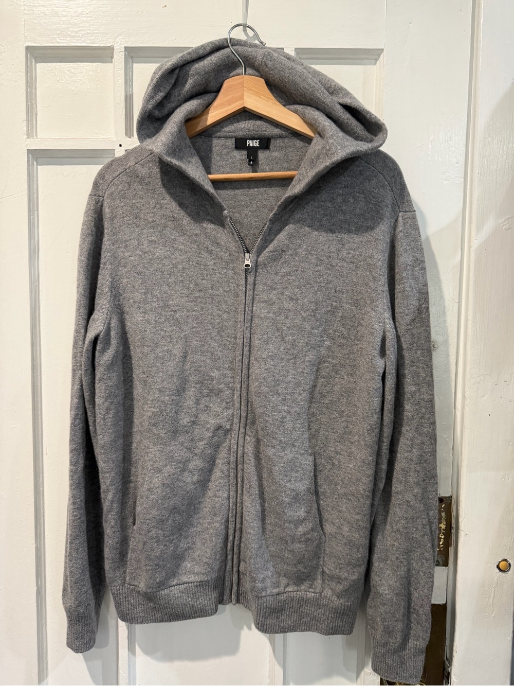 PAIGE Men's Charcoal Gray Zip-Up Hoodie Sweater